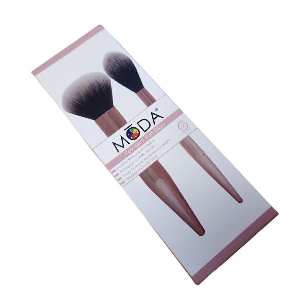 Moda Set of 2 Makeup Brushes. Powder Brush and Soft Glow Brush.